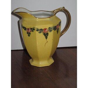 Thomas‎ Hughes & Sons Pitcher Heavy Gold Trim Roses Hand Painted Vintage England